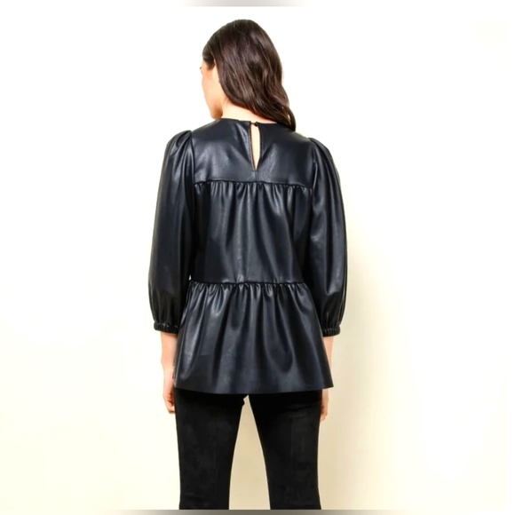 Zara Vegan Leather Babydoll Top. Size Small ⭐️Host Pick ⭐️ - Picture 2 of 8